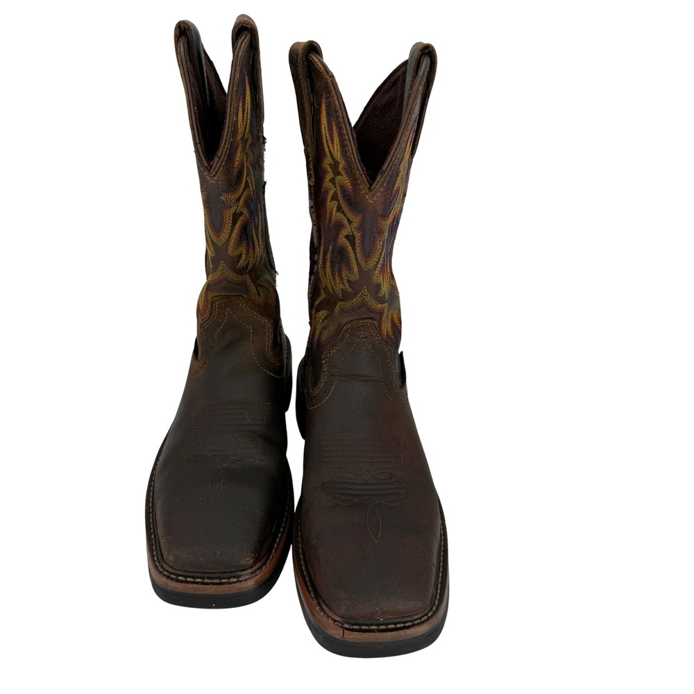 Justin Steel Toe Western Ranch Cowgirl Work Boots Brown Leather Womens 6B - Picture 13 of 13